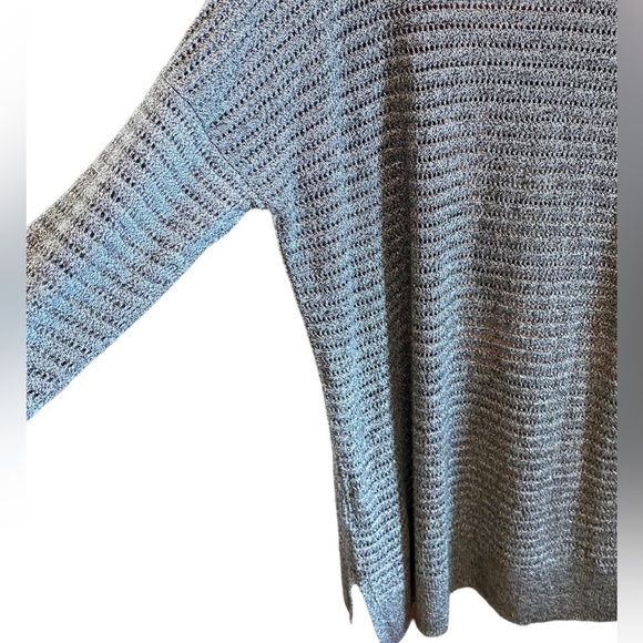 Apt 9 Cardigan Eyelet Sweater Open Front Step Hem Grey Large - Picture 7 of 11